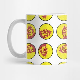 Red and Yellow Chicken Circle Pattern Mug